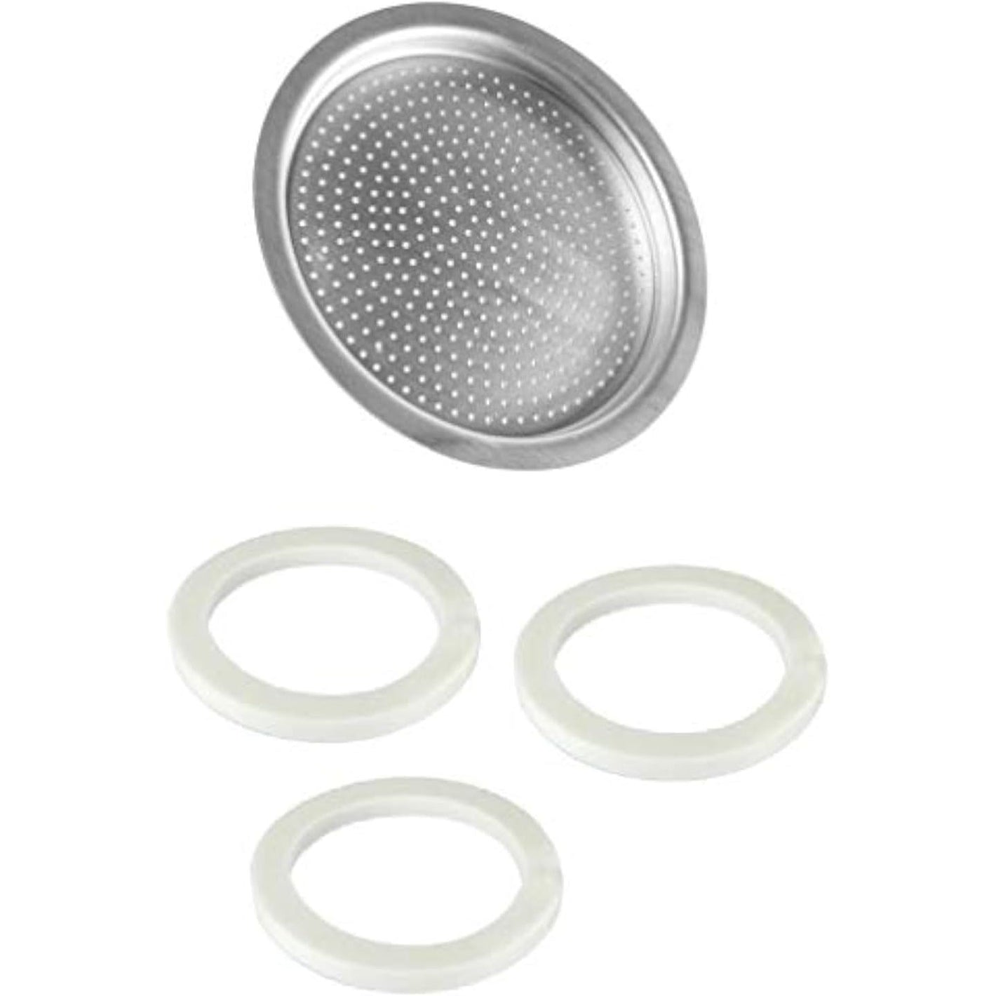 Univen 2.5" (64mm) Espresso Filter and Gasket Seals Compatible with Bialetti 6 Cup Aluminum Espresso Makers