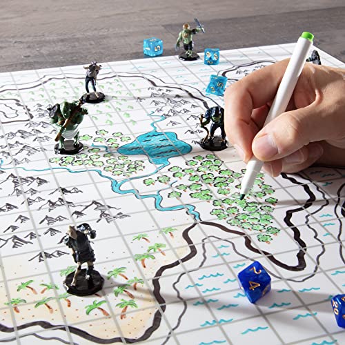 Buy now Double-Sided Role Playing RPG Game Mat- Reversible Silicone Battle Matte Grid w Hexes and Squares- XL 20"x20"-Foldable, Rollable, Wet Eraseable - Made for D&D Dungeons Dragons, Pathfinder and More at indiglob india