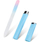 Glass Nail File in Case, Glass Fingernail File, Czech File, Double-Sided Etched Nail File for Nail Art & Nail Care, Christmas Gifts Stocking Stuffers (Pink-Blue)