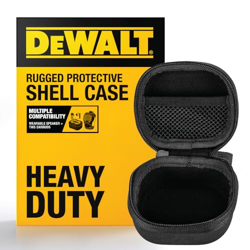 Buy now DEWALT Heavy Duty Protective Headphone Case for TWS Earbuds & Wearable Speaker, Compact Lightweight w/EVA Headphone Case Hard Shell, Shockproof, Water-Resistant, Soft Interior & Accessory Mesh Pocket at indiglob india