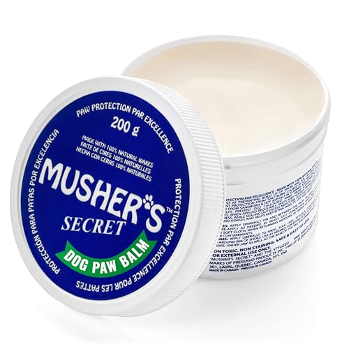 Buy now Musher’s Secret Dog Paw Wax 200g – Natural Paw Balm for Dogs with Vitamin E – Helps Protect Paws from Hot Pavement, Ice & Salt – Moisturizes Cracked Pads – Lick-Safe, Non-Toxic Dog Paw Protector at indiglob india