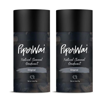 PiperWai Natural Deodorant w/Activated Charcoal | Odor Protection, Vegan, Aluminum Free, Shark Tank Product for Women & Men | Great for Travel, & Gifts | 2.6 oz (75g) Original Scented Stick