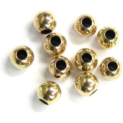 50 Count Wholesale 14K Gold-Filled 4mm Round Seamless Spacer Beads (Hole Size 1.15mm to 1.25mm)