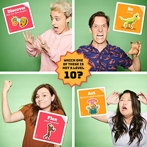 Buy now Exploding Kittens On a Scale of One to T-Rex 2-8 Players - Ages 7+ - 15 Minutes to Play - Charades Style Acting Card Game - Party Game, Family Game Night, Kid and Adult Card Game at indiglob india