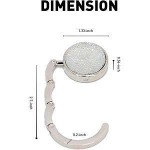 TANOSII Foldable Purse Hook Floding Handbag Hanger Bling Rhinestone Bag Holder for Table Desk 1 PCS White