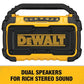 Buy now DEWALT 20V MAX Bluetooth Speaker, 100 ft Range, Durable for Jobsites, Phone Holder Included, Lasts 8-10 Hours with Single Charge (DCR010) at indiglob india