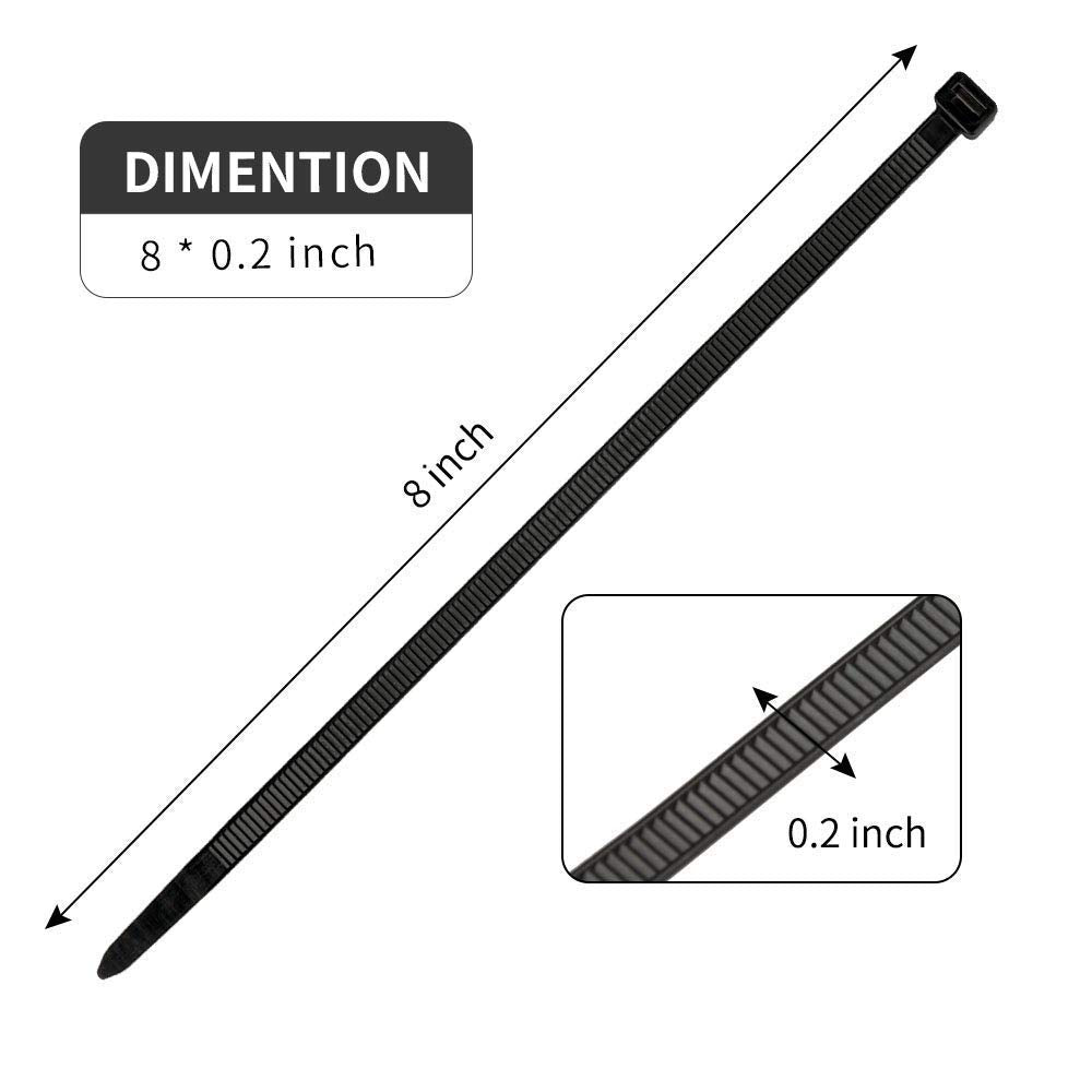 Buy now 100Pcs 8 Inch Heavy Duty Industrial Zip Toes 40lbs Tensile Strength Releasable Black Tie Wraps Reusable Zip Toes Tie Straps For Garden Plant Secure Vine, Home Office at indiglob india