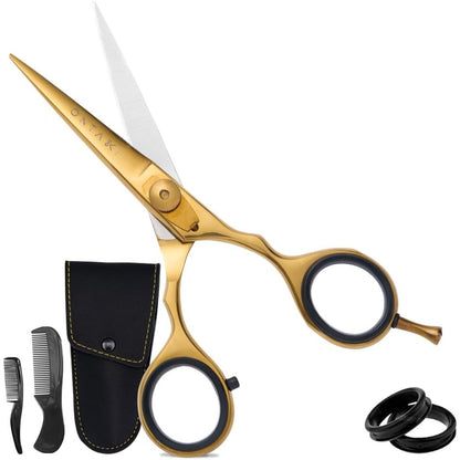 Premium Hand Forged Japanese Steel Hair Beard Mustache Scissors Cut Trim Groom Facial Hair Bangs (Black - 5.5")