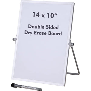 Aelfox Small Dry Erase Board 14x10 Inch Magnetic, Double-Sided Desktop Small Whiteboard with Stand, Aluminum Frame, Reminder Board for Desk Organizer/to Do List/Kids School/Home Office