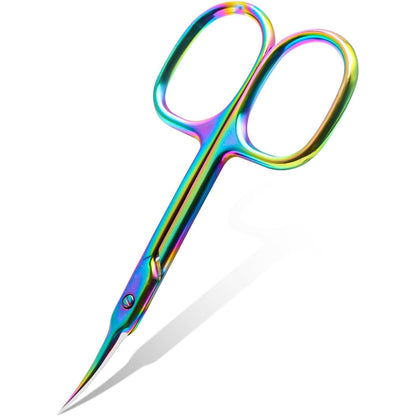 CGBE Cuticle Scissors Extra Fine Curved Blade, Super Slim Manicure Scissors for Cuticles Professional Small Scissors with Precise Pointed Tip Grooming Blades, Eyebrow, Eyelash, and Dry Skin - Silvery