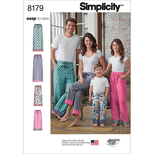 Buy now Simplicity 8179 Easy-to-Sew Children, Teen and Adult Pajama Pants Sewing Pattern in Sizes A (XS-XL) at indiglob india
