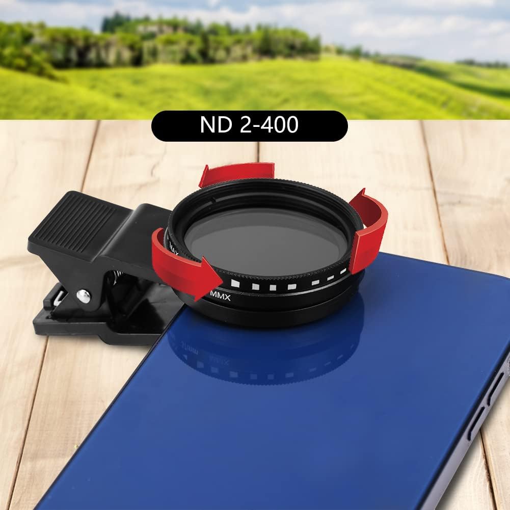 Buy now Phone Camera Lens, 37mm Clip-on ND 2-400 Cell Phone Lens Adjustable Density Filter with Phone Clip for iPhone for Samsung Android Smartphones at indiglob india