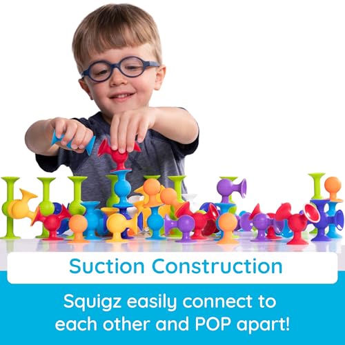 Buy now Fat Brain Toys Squigz Starter Set, 24 Piece Suction Bath Toys, Sensory Toys for Kids 3 and Up at indiglob india