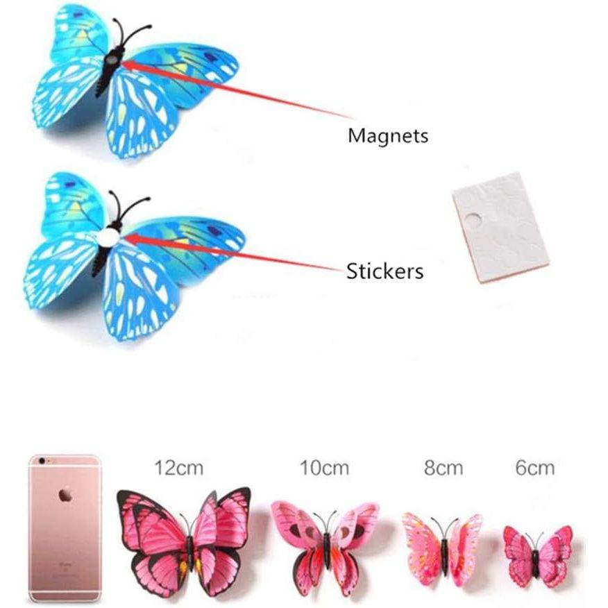 12PCS PVC 3D Butterfly Fridge Magnets Refrigerator Magnets Wall Stickers with Magnet for Wall Decor Art Decor Crafts Home Party Decoration - My Store