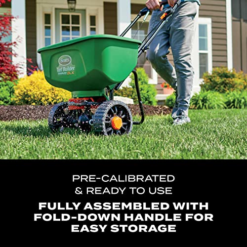Buy now Scotts Turf Builder EdgeGuard DLX Broadcast Spreader for Seed, Fertilizer, Salt, Ice Melt, Holds up to 15,000 sq.ft. Product at indiglob india