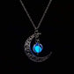 Aimimier Luminous Moon Necklace Stone Pendant Necklace Halloween Fluorescent Necklace Glow in The Dark Accessories for Women