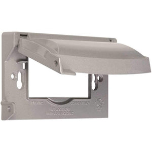 BELL MX1250S 1-Gang Flip Weatherproof Cover, Universal Metal 12-in-1 Outlet Outdoor Receptacle Protector, Vertical/Horizontal, Gray