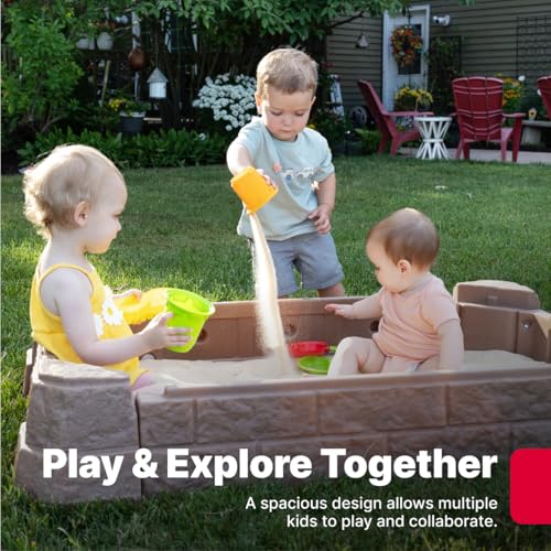 Buy now Step2 Naturally Playful Sandbox II, Kids Sand Activity Sensory Play Pit, Summer Outdoor Toys, 7 Piece Water Toy Accessories, for Toddlers 1+ Years Old at indiglob india