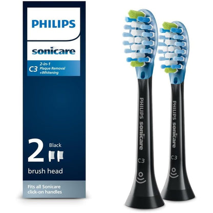 Philips Sonicare Genuine C3 Premium Plaque Control Replacement Toothbrush Heads, 2 Brush Heads, Black, HX9042/95