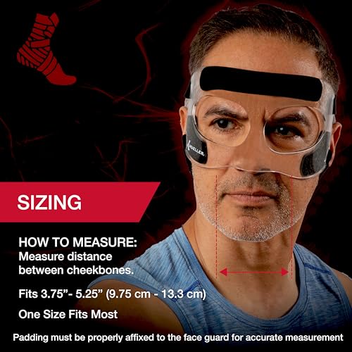 Buy now MUELLER Sports Medicine Face Mask for Men & Women, Adjustable Clear Face Guard, Nose & Cheek Protection for Basketball & Cosmetic Procedures, Shatterproof with Foam Padding, One Size at indiglob india