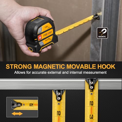 Buy now PREXISO 2-in-1 Laser Tape Measure, 135Ft Rechargeable Measurement Tool & 16Ft Measuring Movable Magnetic Hook - Pythagorean, Area, Volume, Ft/Ft+in/in/M Unit NOT Digital at indiglob india