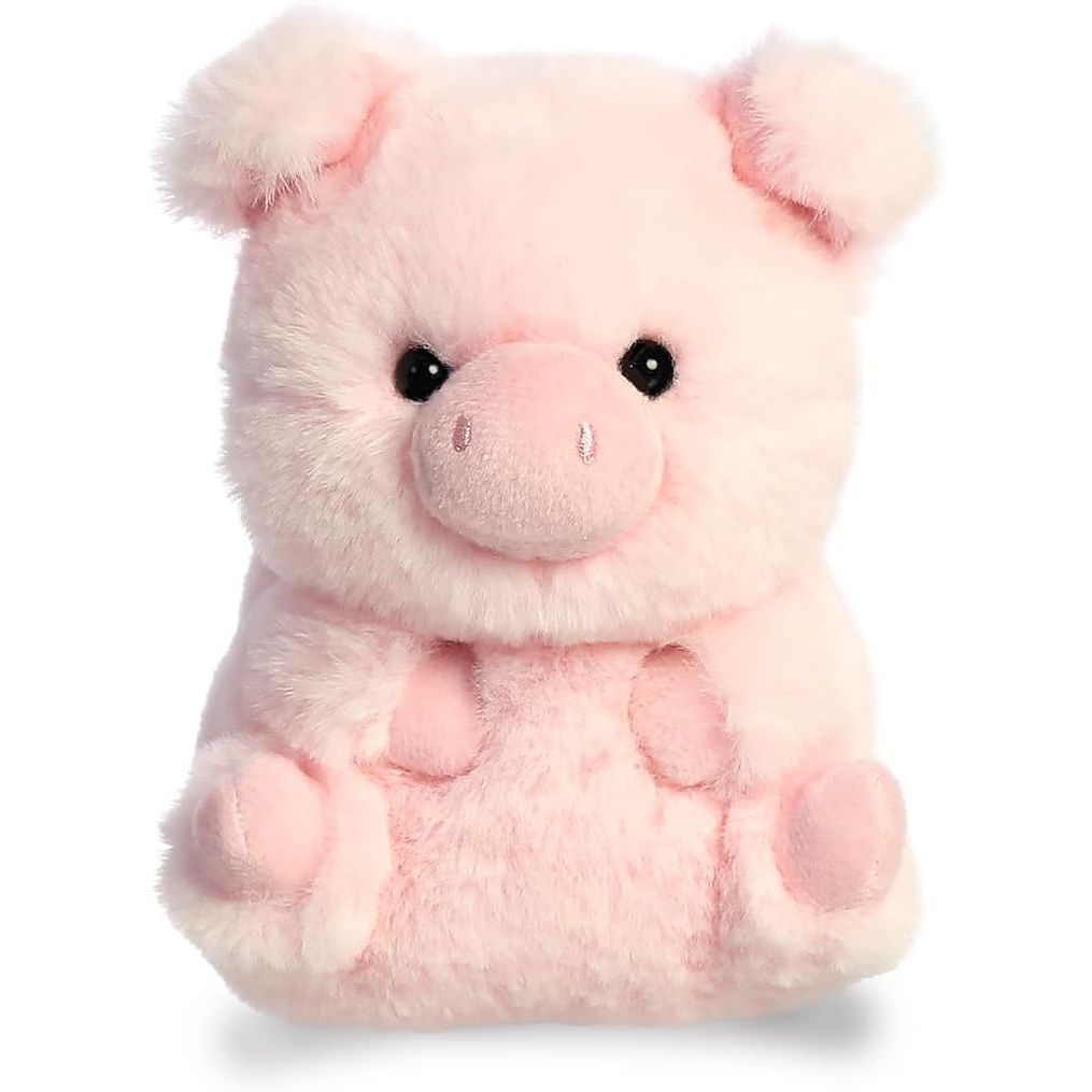 Aurora® Round Rolly Pet™ Prankster Pig™ Stuffed Animal - Adorable Companions - On-The-Go Fun - Pink 5 Inches
