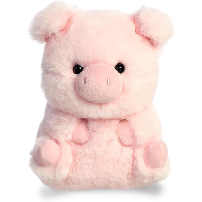Aurora® Round Rolly Pet™ Prankster Pig™ Stuffed Animal - Adorable Companions - On-The-Go Fun - Pink 5 Inches
