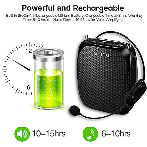 Buy now SHIDU S615 Wireless Voice Amplifier, 10W Portable Mini Amplifier with AUX Connectivity, Rechargeable for Teachers, Tour Guides, Coaches, Yoga Fitness Instructors at indiglob india