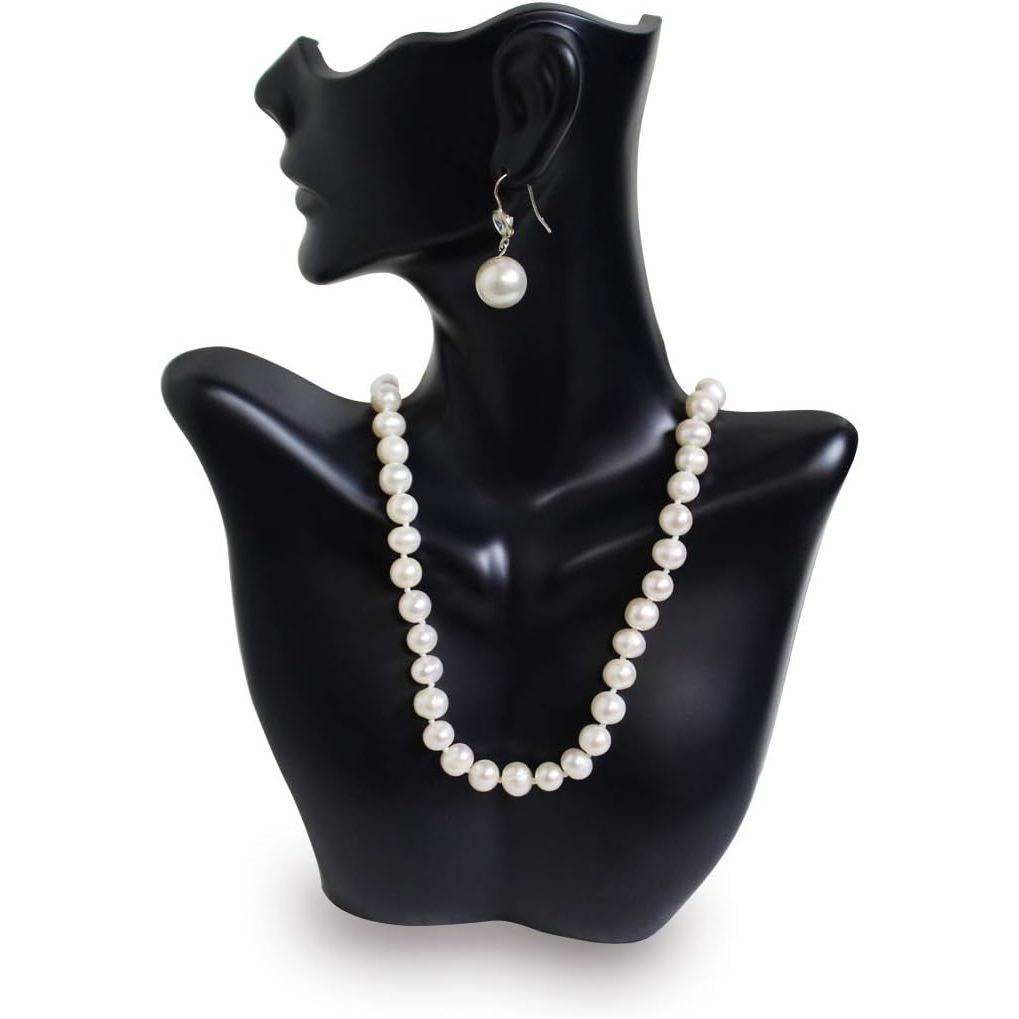 MOOCA Tabletop Small Necklace & Earring Jewelry Displays, Earring Display Stands, Necklace Stand, Mannequin Jewelry Bust, 7 W x 3 D x 9 1/2 H in, Black