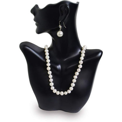 MOOCA Tabletop Small Necklace & Earring Jewelry Displays, Earring Display Stands, Necklace Stand, Mannequin Jewelry Bust, 7 W x 3 D x 9 1/2 H in, Black