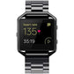 Simpeak Women Men Stainless Steel Metal Band Strap with Stailess Steel Frame Compatible with Fitbit Blaze, Match Link Removal Tool, Black