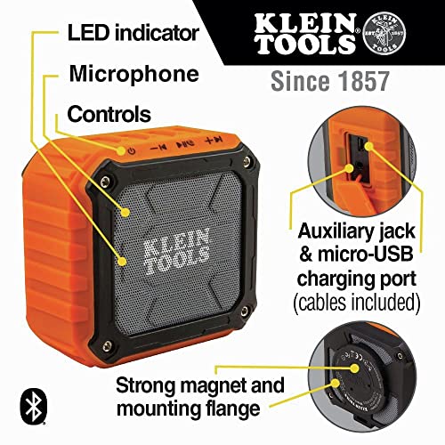Buy now Klein Tools AEPJS1 Bluetooth Speaker, Wireless Portable Jobsite Speaker Plays Audio and Answers Calls Hands Free, IPX5, Worksite Ready at indiglob india