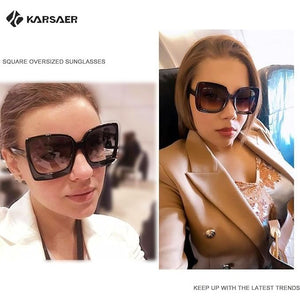 Karsaer Retro Square Round Oversized Women Sunglasses Large Frame Vintage Women Shades K7075