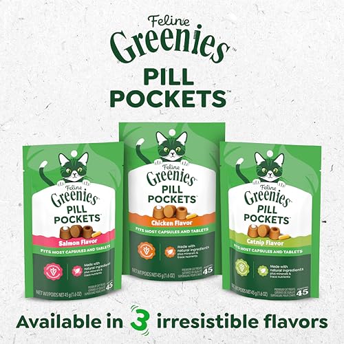 Buy now Greenies Feline Pill Pockets for Cats Soft Cat Treats, Chicken Flavor, 1.6 oz. Pouch, 45 Count at indiglob india