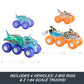 Buy now Hot Wheels Monster Trucks Multipack, 1:64 Scale Mega-Wrex & Tiger Shark Toy Trucks with Big Rigs in Matching Power Smashers Deco at indiglob india