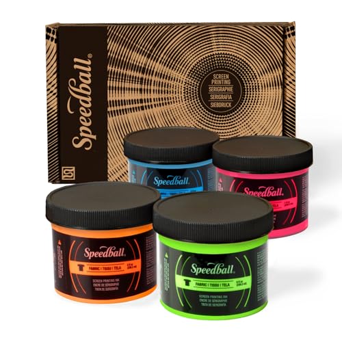 Buy now Speedball Fabric Screen Printing Ink Set, 4oz Fluorescent Colors: Hot Pink, Lime Green, Orange & Blue at indiglob india