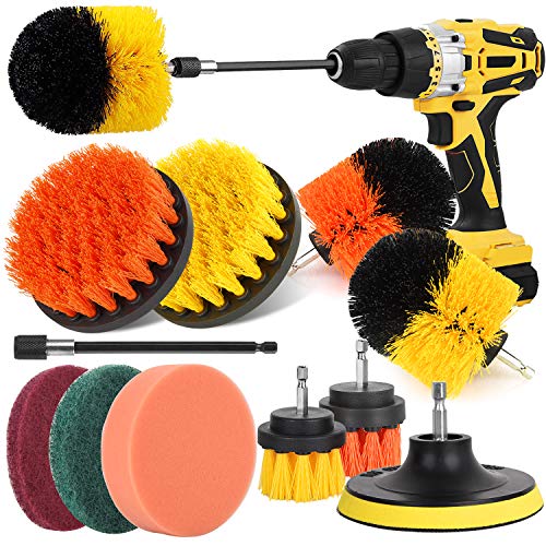 Buy now Drill Brush Power Scrubber Brush Set, Herrfilk Drill Brush Attachment Set with Extend Attachment and Scrub Pads Sponge, Drill Bit Scrub Brush for Cleaning Grout, Car,Tiles, Sinks, Bathtub at indiglob india