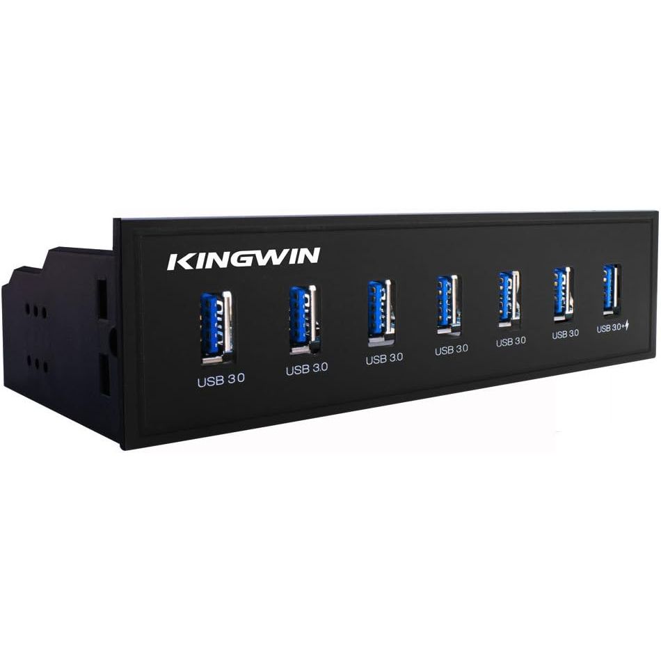 Kingwin Front Panel USB 3.0 Hub 7 Port & One Fast Charging USB 2.1A Charging Port