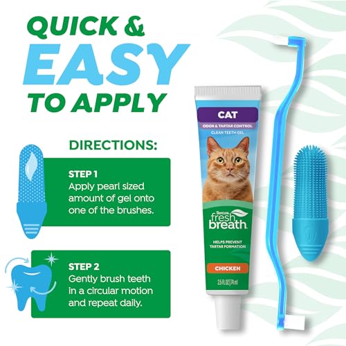Buy now TropiClean Fresh Breath Cat Toothbrush and Toothpaste Kit, Cat Teeth Cleaning & Breath Freshener Solution, Complete Dental Care at indiglob india