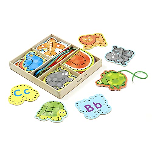 Buy now Melissa & Doug Alphabet Wooden Lacing Cards With Double-Sided Panels and Matching Laces at indiglob india