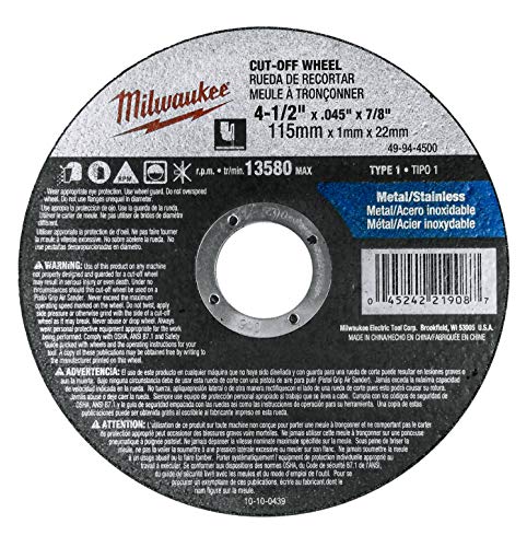 Buy now Milwaukee 10 Pack - 4 1 2 Cutting Wheels For Grinders - Aggressive Cutting For Metal & Stainless Steel - 4-1/2" x .045 x 7/8-Inch | Flat Cut Off Wheels at indiglob india