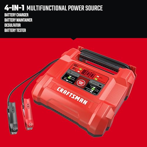 Buy now CRAFTSMAN 15A Car Battery Charger and Battery Maintainer, 4-in-1 Solution, for 6V/12V Power Sport, Automotive, and Marine Batteries, CMXCESM162 at indiglob india