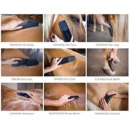 Buy now StripHair Gentle Groomer - Original for Horses Dogs 6-in-1 Shedding Grooming Massage Tool (Black) at indiglob india