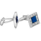 Blue Navy Crystal Square Cufflinks for Men Classical Cuff Links with Gift Box Elegant Style