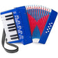 Accordion, 17 Keys Piano Accordion 8 Bass with Straps for Beginners Kids Student Educational Musical Instrument (Blue)