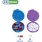 EZY DOSE Daily Round, Compact, Small, Discrete, Portable On-The-Go Pocket Pharmacy, Pill Box, Organizer and Vitamin Containers, Snap Shut Lids, Travel Friendly, Blue and Green, 2 Pack, BPA Free
