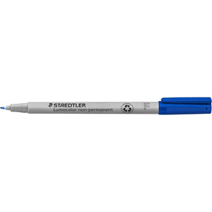Staedtler Lumograph Non-Permanent Wet Erase Marker Pens, Fine Tip Refillable Colored Marker, Blue, 315-3