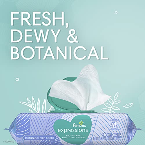 Buy now Baby Wipes, Pampers Expressisons Botanical Rain Scented, 1X Pop-Top Pack, 56 Count at indiglob india