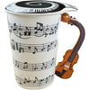 Lavezee Mug Cup With Guitar Handle And Art Musical Notes Holds 15 Oz, Tea Coffee Milk Ceramic Mug Gift For Music Lover - White-Violin-15OZ