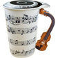 Lavezee Mug Cup With Guitar Handle And Art Musical Notes Holds 15 Oz, Tea Coffee Milk Ceramic Mug Gift For Music Lover